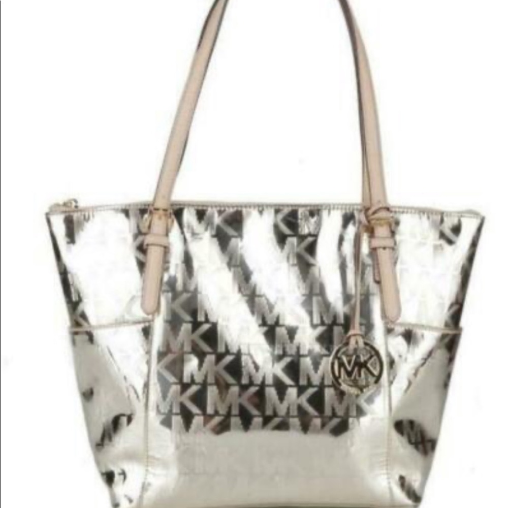 USED Michael Kors metallic tote bag